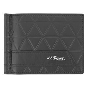S.T. Dupont Firehead black leather money clip wallet with six card slots