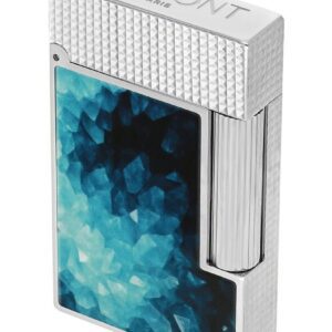 S.T. Dupont Ligne 2 Geode lighter in blue lacquer with palladium finish