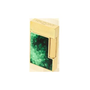 S.T. Dupont Ligne 2 Geode lighter in green lacquer with yellow gold finish