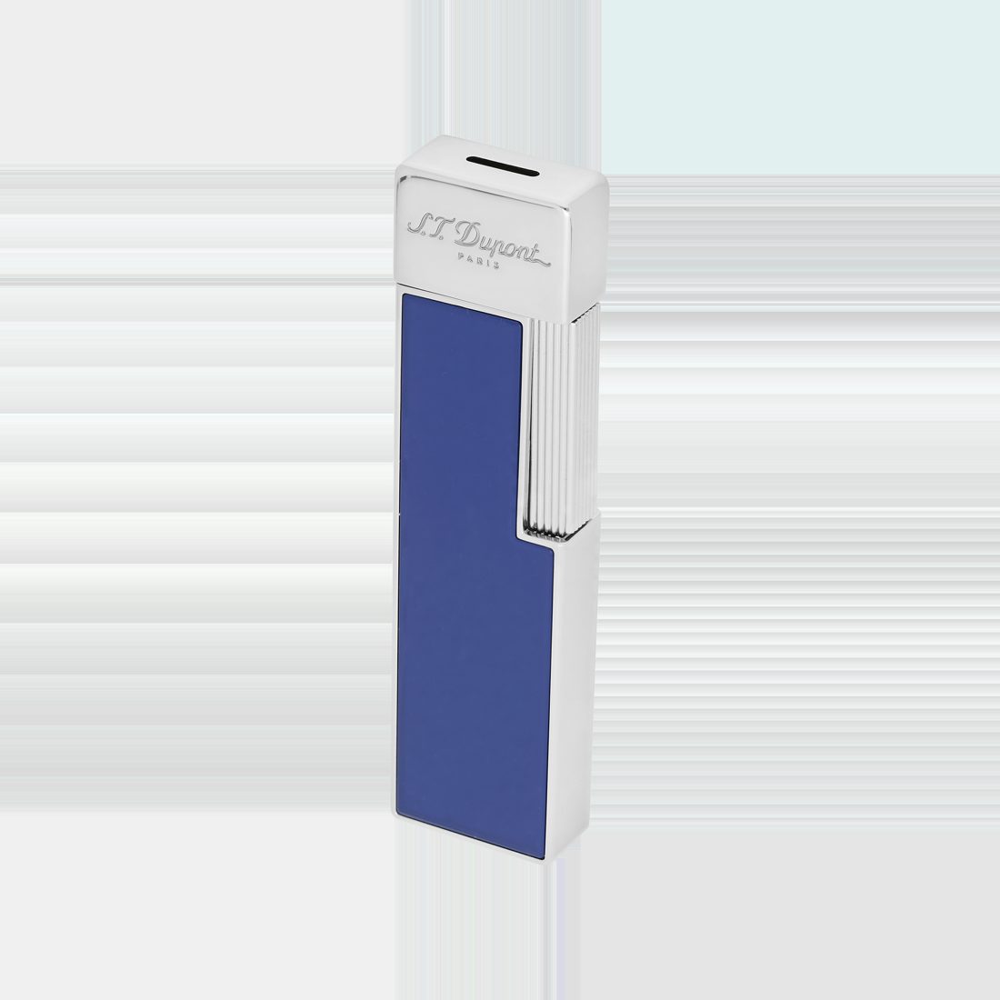 S.T. Dupont Twiggy Geode slim jet lighter in blue lacquer and chrome